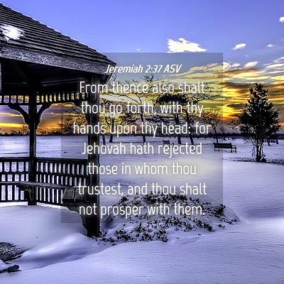 Picture 04 - Jeremiah 2:37 ASV - From thence also shalt thou go forth, with thy - Bible Verse Picture