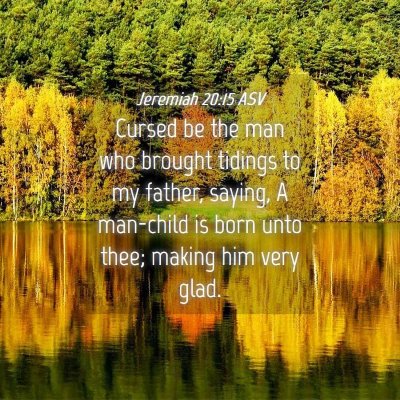 Picture 04 - Jeremiah 20:15 ASV - Cursed be the man who brought tidings to my - Bible Verse Picture