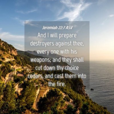 Picture 04 - Jeremiah 22:7 ASV - And I will prepare destroyers against thee, every - Bible Verse Picture
