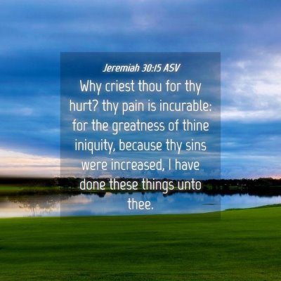 Picture 04 - Jeremiah 30:15 ASV - Why criest thou for thy hurt? thy pain is - Bible Verse Picture