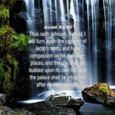 Picture 04 - Jeremiah 30:18 ASV - Thus saith Jehovah: Behold, I will turn again the - Bible Verse Picture