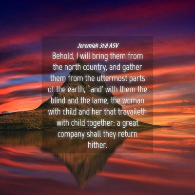 Picture 04 - Jeremiah 31:8 ASV - Behold, I will bring them from the north country, - Bible Verse Picture