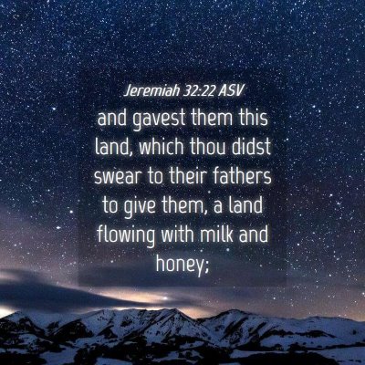 Picture 04 - Jeremiah 32:22 ASV - and gavest them this land, which thou didst swear - Bible Verse Picture