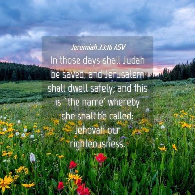 Picture 04 - Jeremiah 33:16 ASV - In those days shall Judah be saved, and Jerusalem - Bible Verse Picture