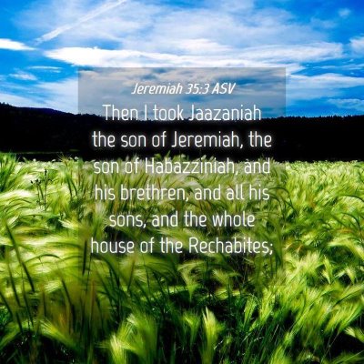 Picture 04 - Jeremiah 35:3 ASV - Then I took Jaazaniah the son of Jeremiah, the - Bible Verse Picture
