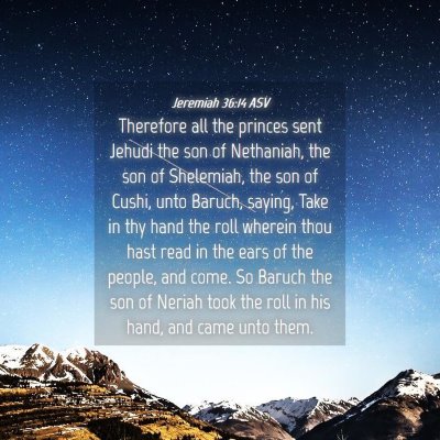 Picture 04 - Jeremiah 36:14 ASV - Therefore all the princes sent Jehudi the son of - Bible Verse Picture