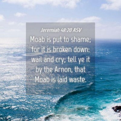 Picture 04 - Jeremiah 48:20 ASV - Moab is put to shame; for it is broken down: wail - Bible Verse Picture