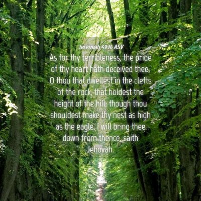 Picture 04 - Jeremiah 49:16 ASV - As for thy terribleness, the pride of thy heart - Bible Verse Picture