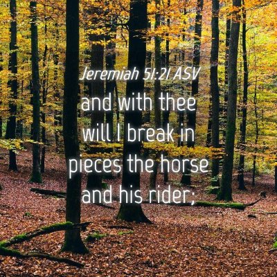 Picture 04 - Jeremiah 51:21 ASV - and with thee will I break in pieces the horse - Bible Verse Picture