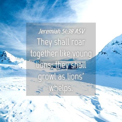 Picture 04 - Jeremiah 51:38 ASV - They shall roar together like young lions; they - Bible Verse Picture