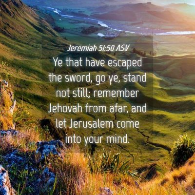 Picture 04 - Jeremiah 51:50 ASV - Ye that have escaped the sword, go ye, stand not - Bible Verse Picture