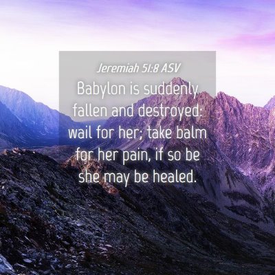 Picture 04 - Jeremiah 51:8 ASV - Babylon is suddenly fallen and destroyed: wail - Bible Verse Picture