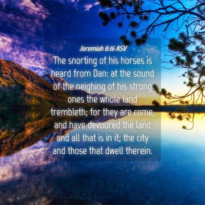 Picture 04 - Jeremiah 8:16 ASV - The snorting of his horses is heard from Dan: at - Bible Verse Picture