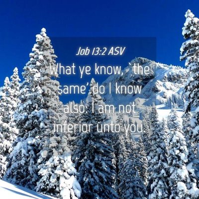 Picture 04 - Job 13:2 ASV - What ye know, `the same' do I know also: I am not - Bible Verse Picture