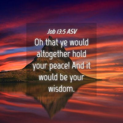 Picture 04 - Job 13:5 ASV - Oh that ye would altogether hold your peace! And - Bible Verse Picture