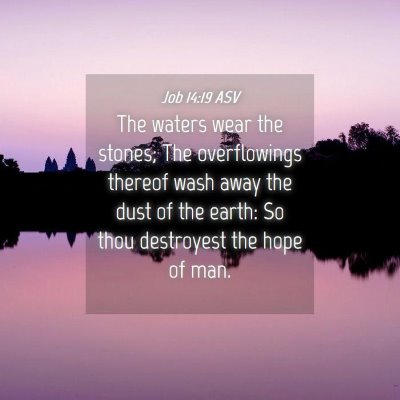 Picture 04 - Job 14:19 ASV - The waters wear the stones; The overflowings - Bible Verse Picture