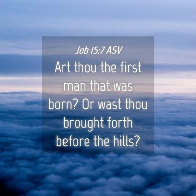 Picture 04 - Job 15:7 ASV - Art thou the first man that was born? Or wast - Bible Verse Picture
