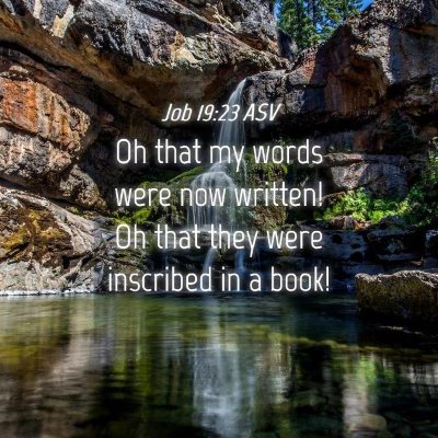 Picture 04 - Job 19:23 ASV - Oh that my words were now written! Oh that they - Bible Verse Picture