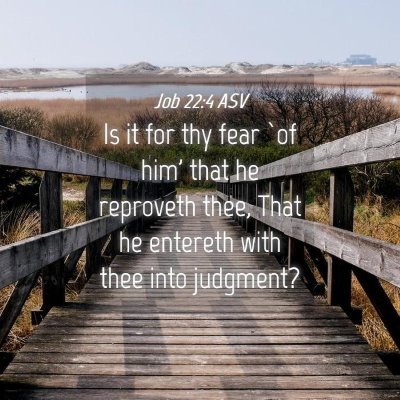 Picture 04 - Job 22:4 ASV - Is it for thy fear `of him' that he reproveth - Bible Verse Picture