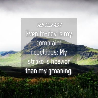 Picture 04 - Job 23:2 ASV - Even to-day is my complaint rebellious: My stroke - Bible Verse Picture