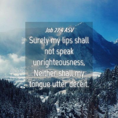 Picture 04 - Job 27:4 ASV - Surely my lips shall not speak unrighteousness, - Bible Verse Picture