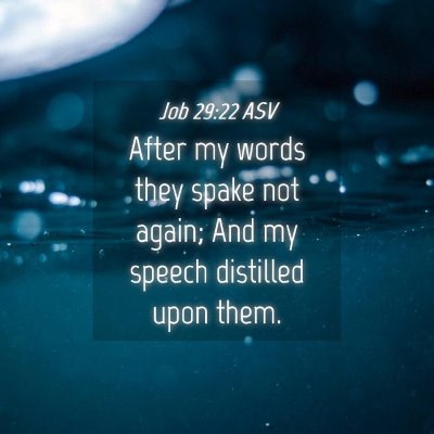 Picture 04 - Job 29:22 ASV - After my words they spake not again; And my - Bible Verse Picture