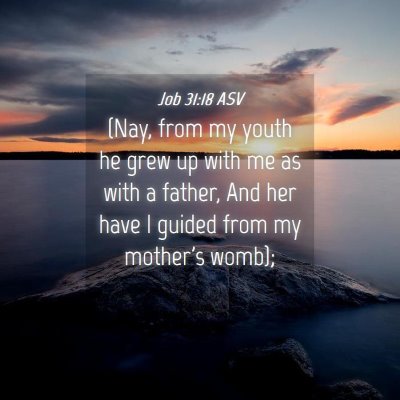 Picture 04 - Job 31:18 ASV - (Nay, from my youth he grew up with me as with a - Bible Verse Picture