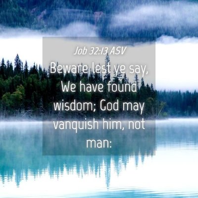 Picture 04 - Job 32:13 ASV - Beware lest ye say, We have found wisdom; God may - Bible Verse Picture
