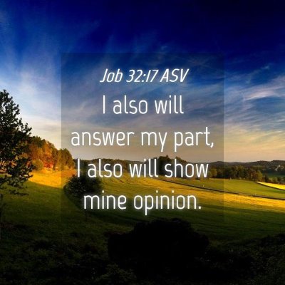 Picture 04 - Job 32:17 ASV - I also will answer my part, I also will show mine - Bible Verse Picture