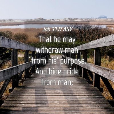 Picture 04 - Job 33:17 ASV - That he may withdraw man `from his' purpose, And - Bible Verse Picture