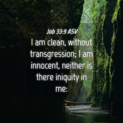 Picture 04 - Job 33:9 ASV - I am clean, without transgression; I am innocent, - Bible Verse Picture