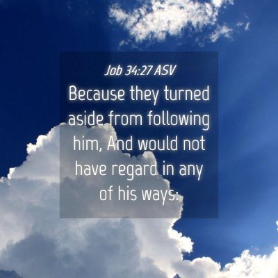 Picture 04 - Job 34:27 ASV - Because they turned aside from following him, And - Bible Verse Picture