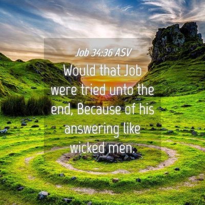 Picture 04 - Job 34:36 ASV - Would that Job were tried unto the end, Because - Bible Verse Picture
