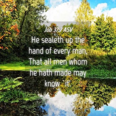 Picture 04 - Job 37:7 ASV - He sealeth up the hand of every man, That all men - Bible Verse Picture