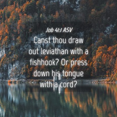 Picture 04 - Job 41:1 ASV - Canst thou draw out leviathan with a fishhook? Or - Bible Verse Picture