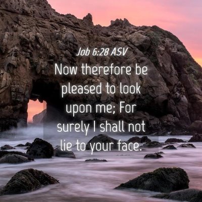Picture 04 - Job 6:28 ASV - Now therefore be pleased to look upon me; For - Bible Verse Picture