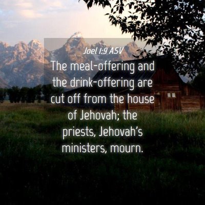 Picture 04 - Joel 1:9 ASV - The meal-offering and the drink-offering are cut - Bible Verse Picture