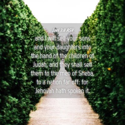 Picture 04 - Joel 3:8 ASV - and I will sell your sons and your daughters into - Bible Verse Picture