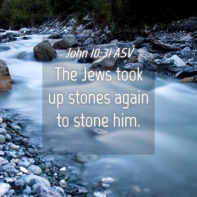 Picture 04 - John 10:31 ASV - The Jews took up stones again to stone - Bible Verse Picture