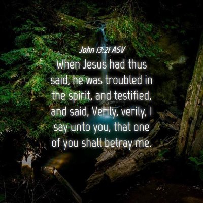 Picture 04 - John 13:21 ASV - When Jesus had thus said, he was troubled in the - Bible Verse Picture