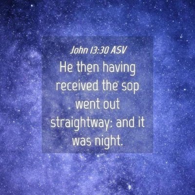 Picture 04 - John 13:30 ASV - He then having received the sop went out - Bible Verse Picture