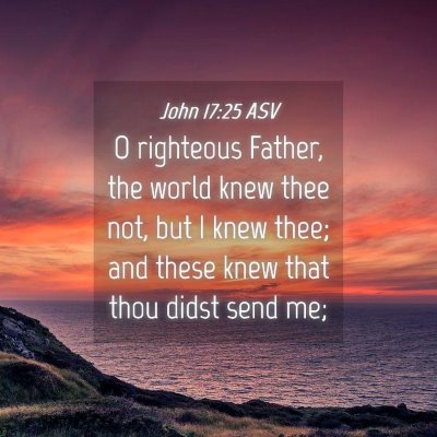 Picture 04 - John 17:25 ASV - O righteous Father, the world knew thee not, but - Bible Verse Picture