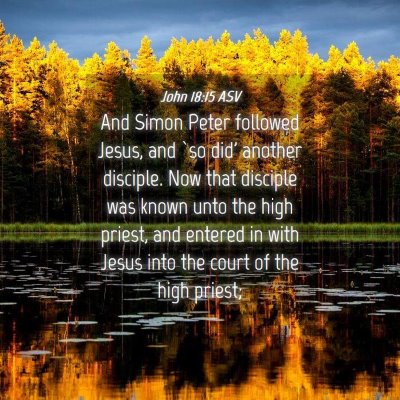 Picture 04 - John 18:15 ASV - And Simon Peter followed Jesus, and `so did' - Bible Verse Picture
