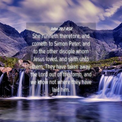 Picture 04 - John 20:2 ASV - She runneth therefore, and cometh to Simon Peter, - Bible Verse Picture