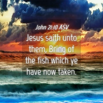 Picture 04 - John 21:10 ASV - Jesus saith unto them, Bring of the fish which ye - Bible Verse Picture