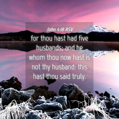 Picture 04 - John 4:18 ASV - for thou hast had five husbands; and he whom thou - Bible Verse Picture