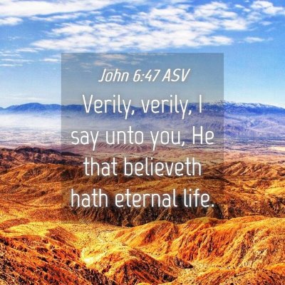 Picture 04 - John 6:47 ASV - Verily, verily, I say unto you, He that believeth - Bible Verse Picture