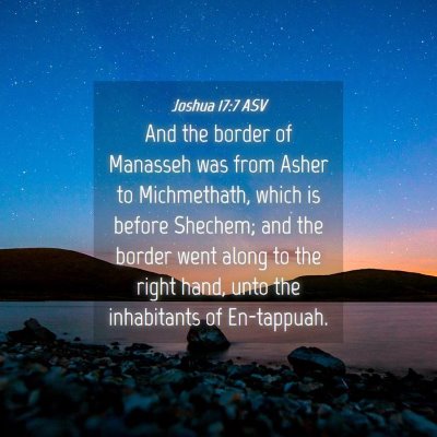 Picture 04 - Joshua 17:7 ASV - And the border of Manasseh was from Asher to - Bible Verse Picture