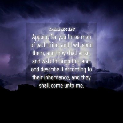Picture 04 - Joshua 18:4 ASV - Appoint for you three men of each tribe: and I - Bible Verse Picture