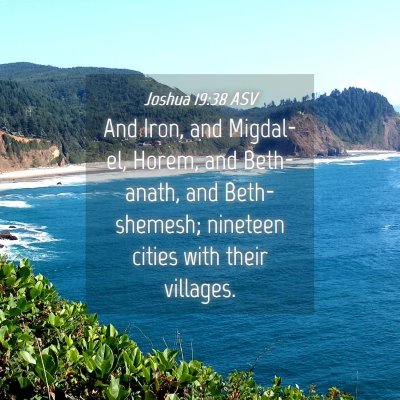 Picture 04 - Joshua 19:38 ASV - And Iron, and Migdal-el, Horem, and Beth-anath, - Bible Verse Picture
